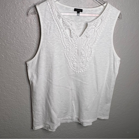 Talbots White Lace Front Tank Top - Picture 3 of 7